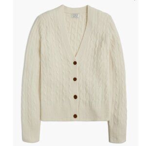 J. Crew Women's Cable-Knit Cardigan Sweater in Extra-Soft Yarn in Antique White